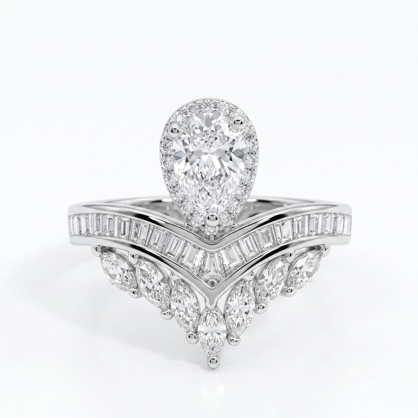 2.00CT Pear  Cut Lab Grown Diamond  Engagement Ring, Bridal Ring Set