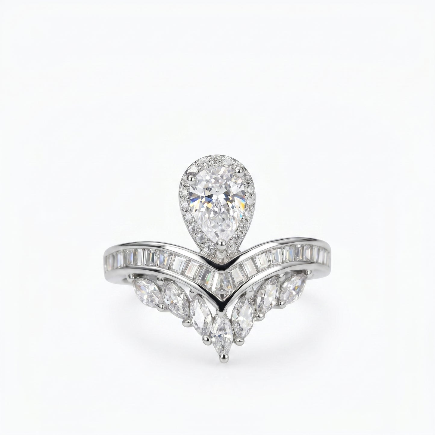 2.00CT Pear  Cut Lab Grown Diamond  Engagement Ring, Bridal Ring Set