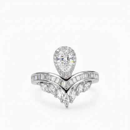 2.00CT Pear  Cut Lab Grown Diamond  Engagement Ring, Bridal Ring Set