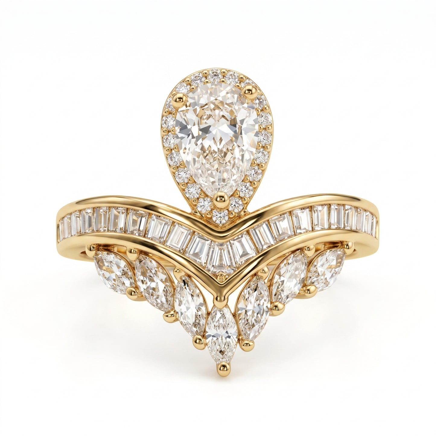 2.00CT Pear  Cut Lab Grown Diamond  Engagement Ring, Bridal Ring Set