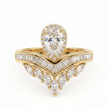 2.00CT Pear  Cut Lab Grown Diamond  Engagement Ring, Bridal Ring Set