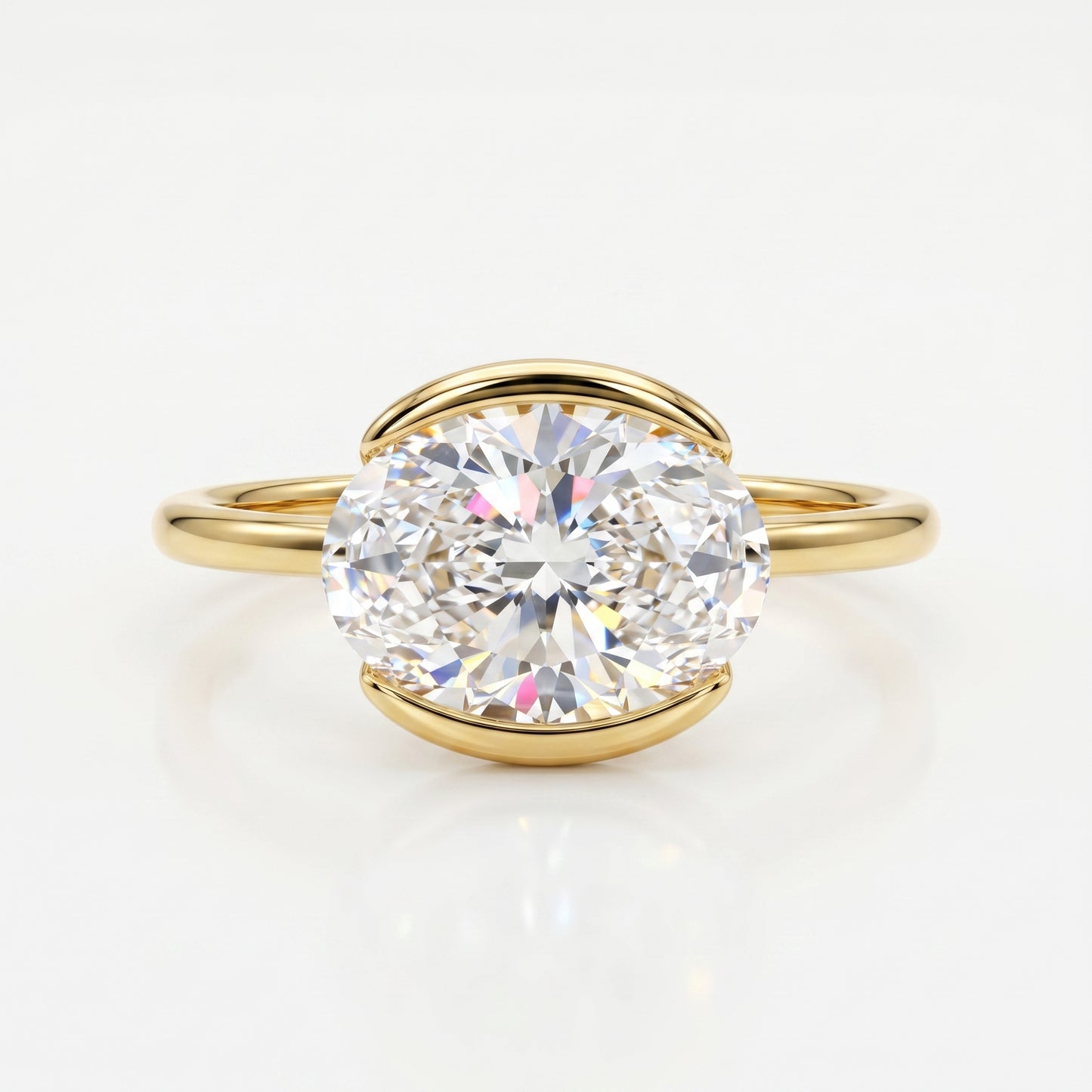 1.25 ct Oval Lab-Grown Ring -  Bezel Set Solitaire Engagement
