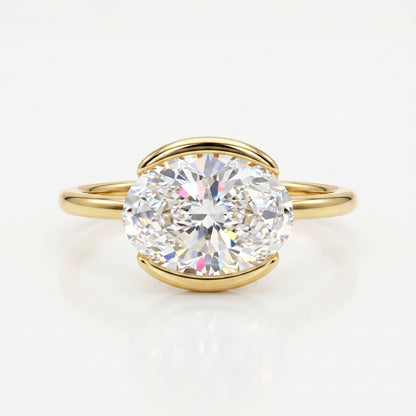 1.25 ct Oval Lab-Grown Ring -  Bezel Set Solitaire Engagement