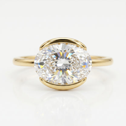 1.25 ct Oval Lab-Grown Ring -  Bezel Set Solitaire Engagement