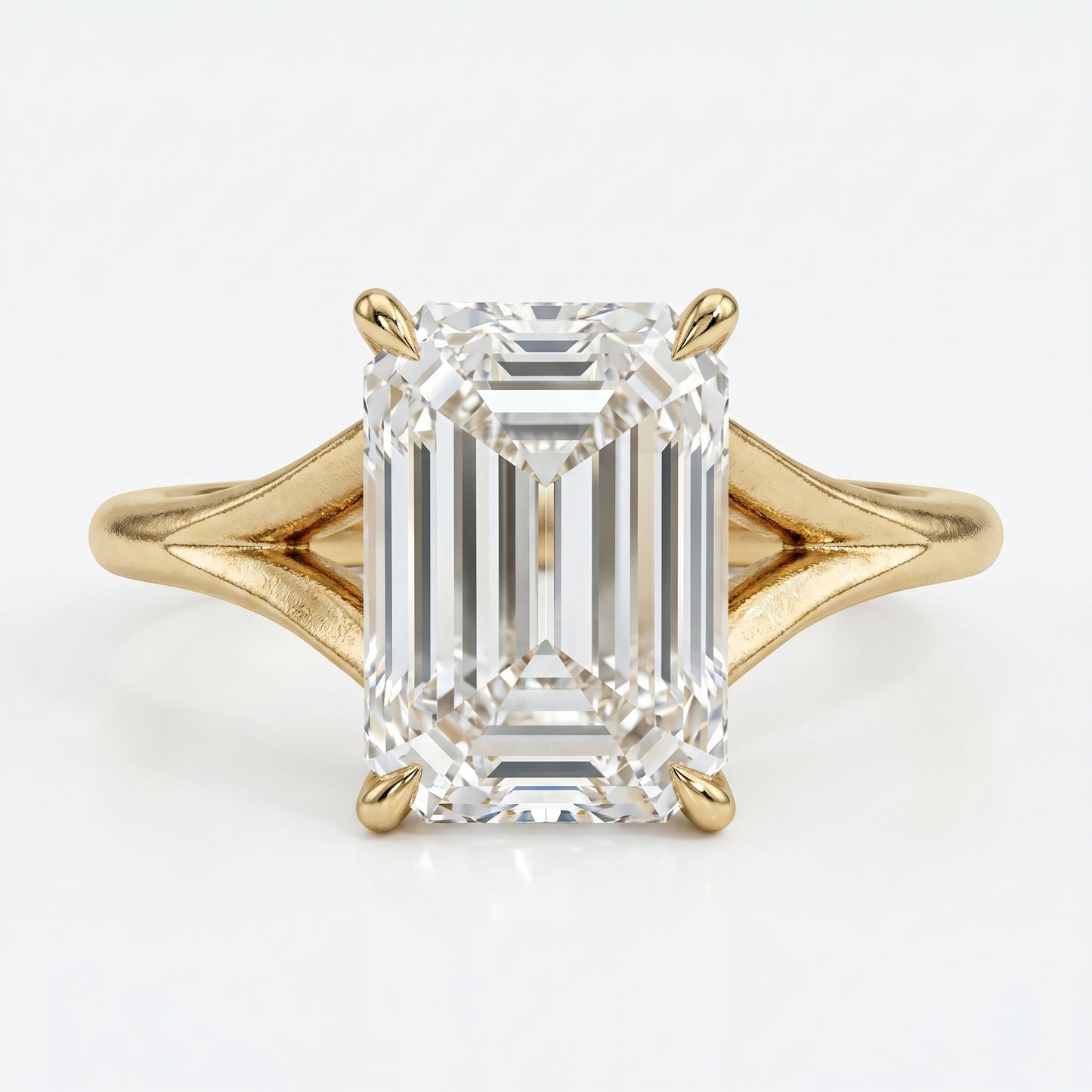 2.00 Ct Emerald Cut Lab-Grown Engagement Ring Split Shank
