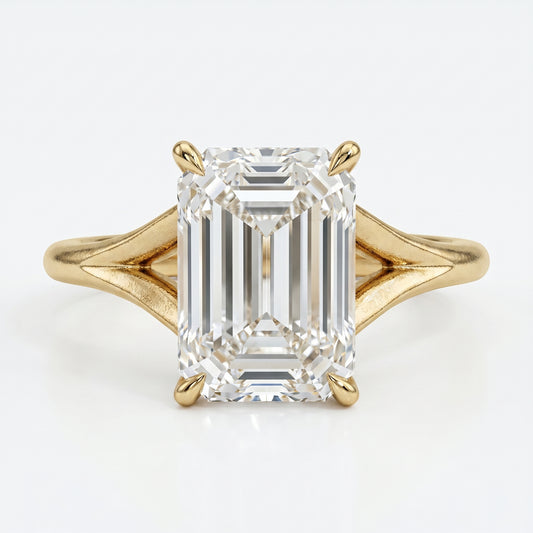2.00 Ct Emerald Cut Lab-Grown Engagement Ring Split Shank