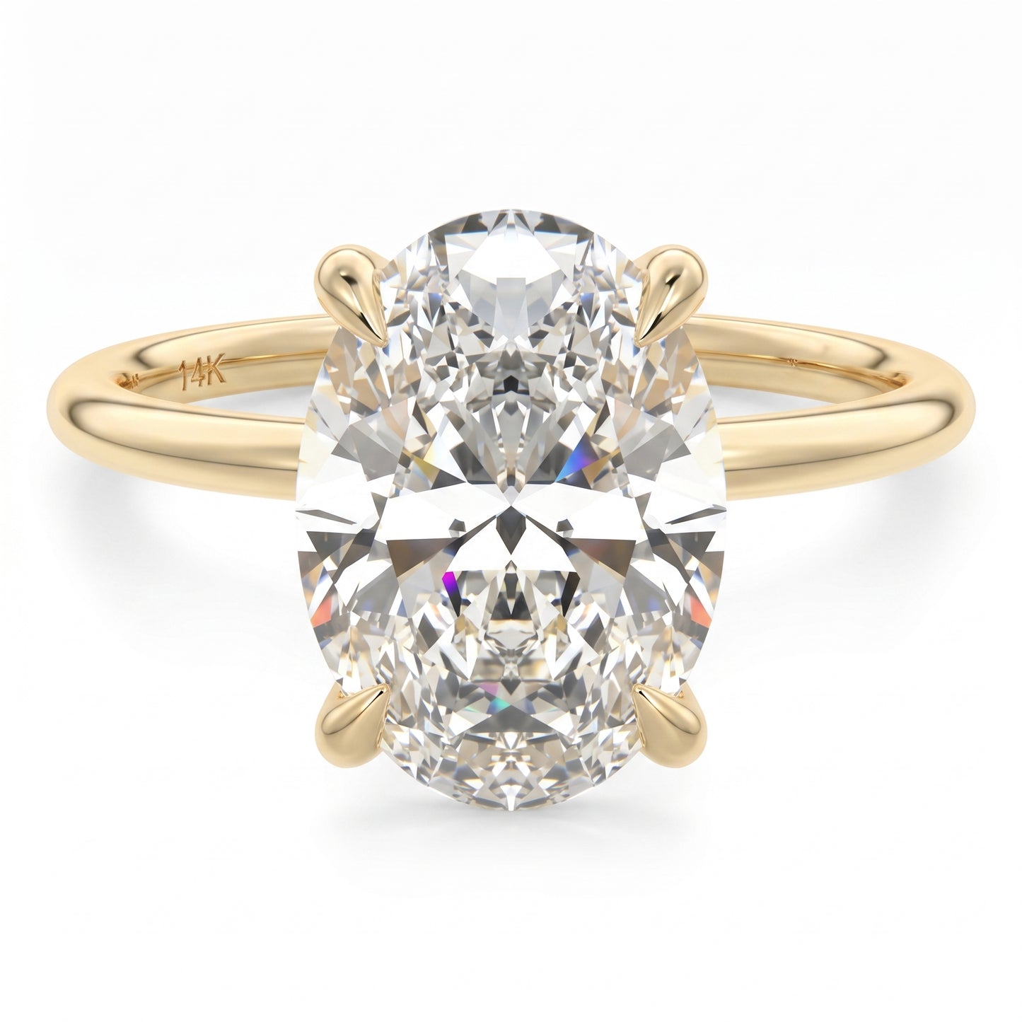 14K Solid Gold Ring 2 ct Oval Cut Lab-Grown Diamond Wedding Ring
