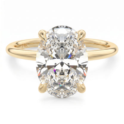14K Solid Gold Ring 2 ct Oval Cut Lab-Grown Diamond Wedding Ring