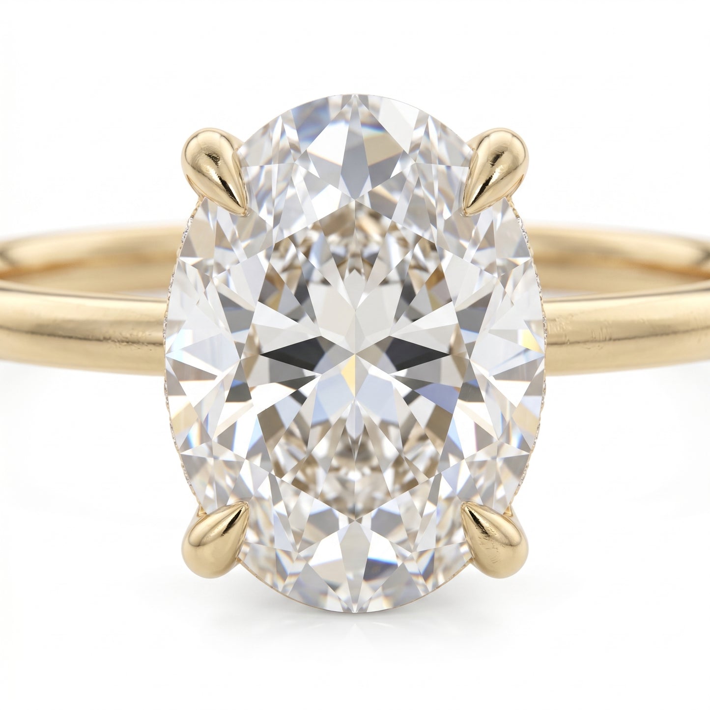 14K Solid Gold Ring 2 ct Oval Cut Lab-Grown Diamond Wedding Ring