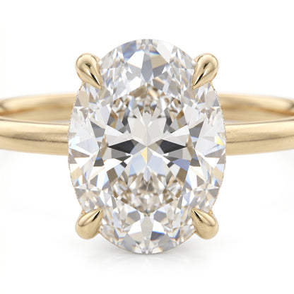 14K Solid Gold Ring 2 ct Oval Cut Lab-Grown Diamond Wedding Ring