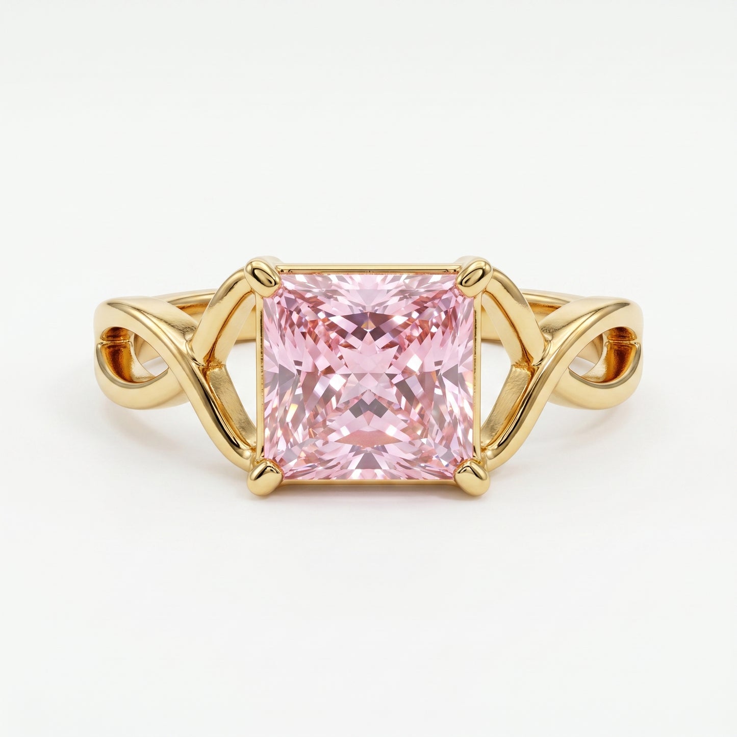 2.00 CT Pink Lab Grown Diamond Engagement Ring, Infinity Gold Ring