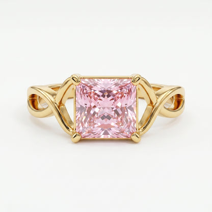 2.00 CT Pink Lab Grown Diamond Engagement Ring, Infinity Gold Ring