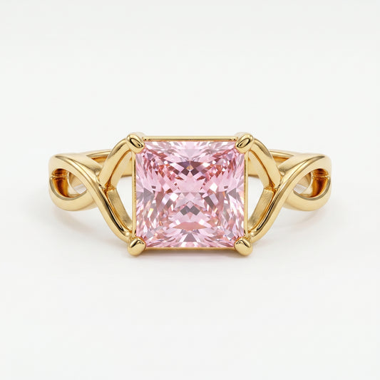 2.00 CT Pink Lab Grown Diamond Engagement Ring, Infinity Gold Ring