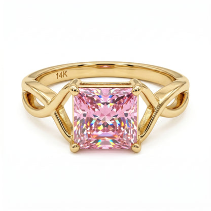 2.00 CT Pink Lab Grown Diamond Engagement Ring, Infinity Gold Ring