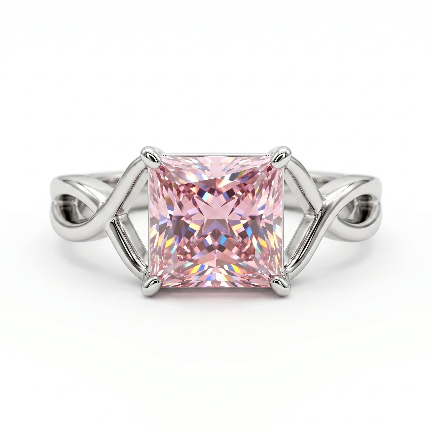 2.00 CT Pink Lab Grown Diamond Engagement Ring, Infinity Gold Ring