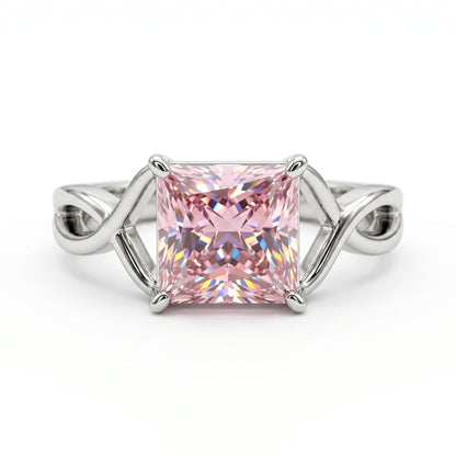 2.00 CT Pink Lab Grown Diamond Engagement Ring, Infinity Gold Ring