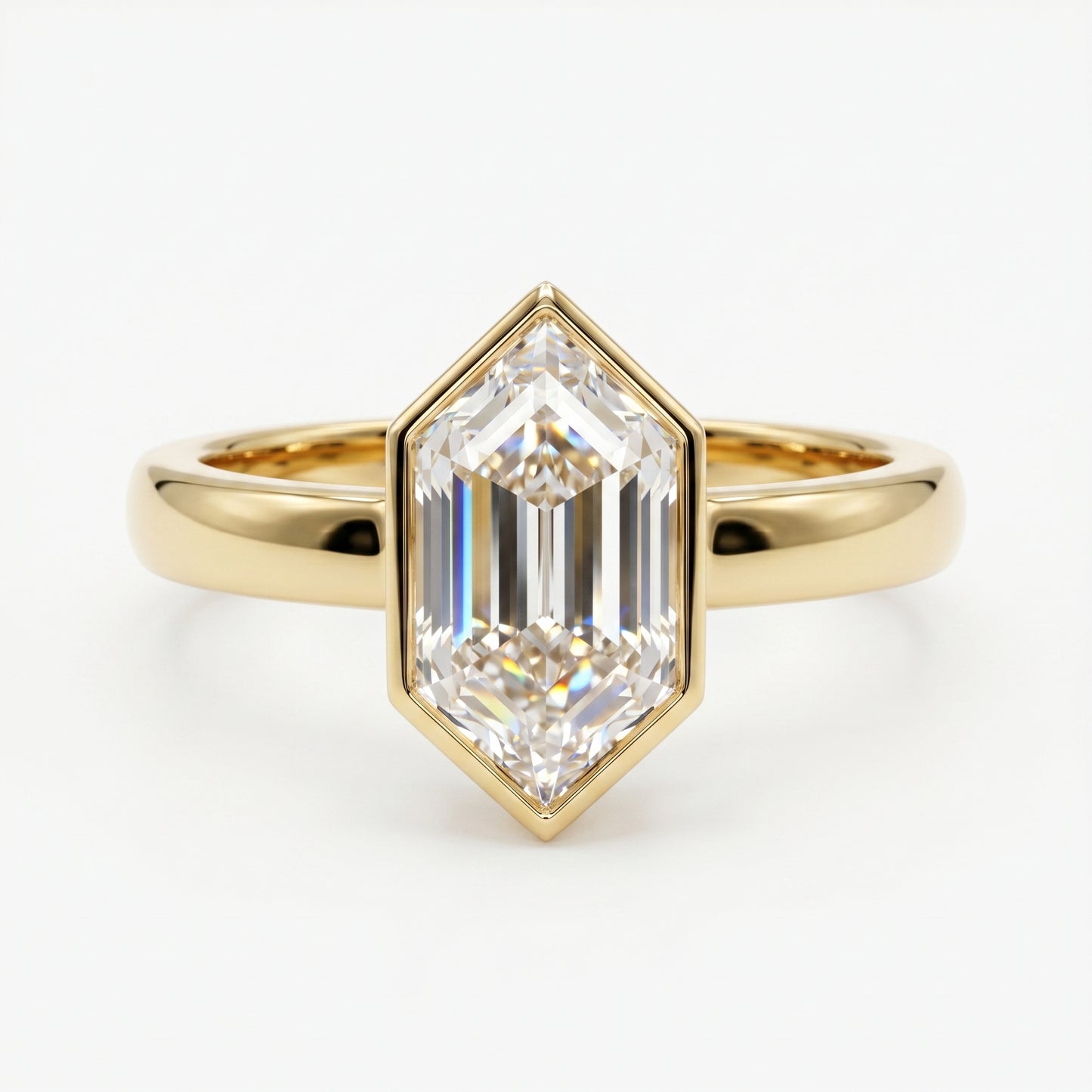 2.00ct Hexagon cut Solitaire Moissanite engagement ring