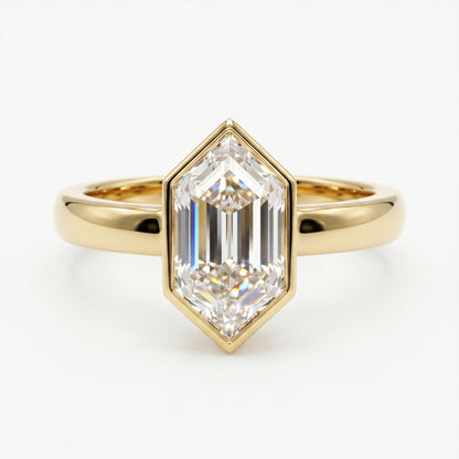 2.00ct Hexagon cut Solitaire Moissanite engagement ring