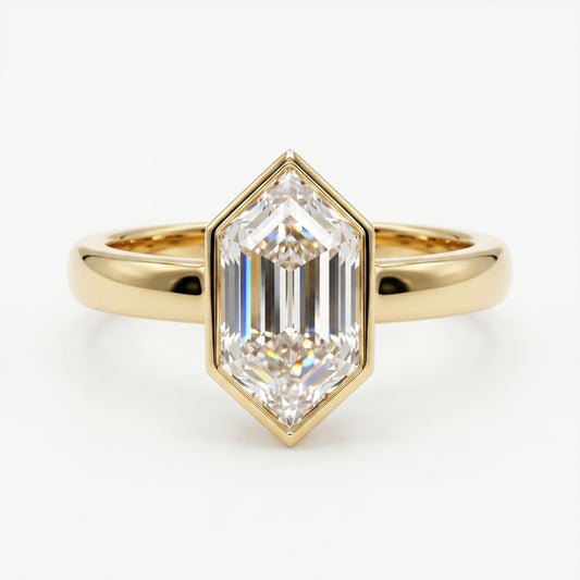 2.00ct Hexagon cut Solitaire Moissanite engagement ring