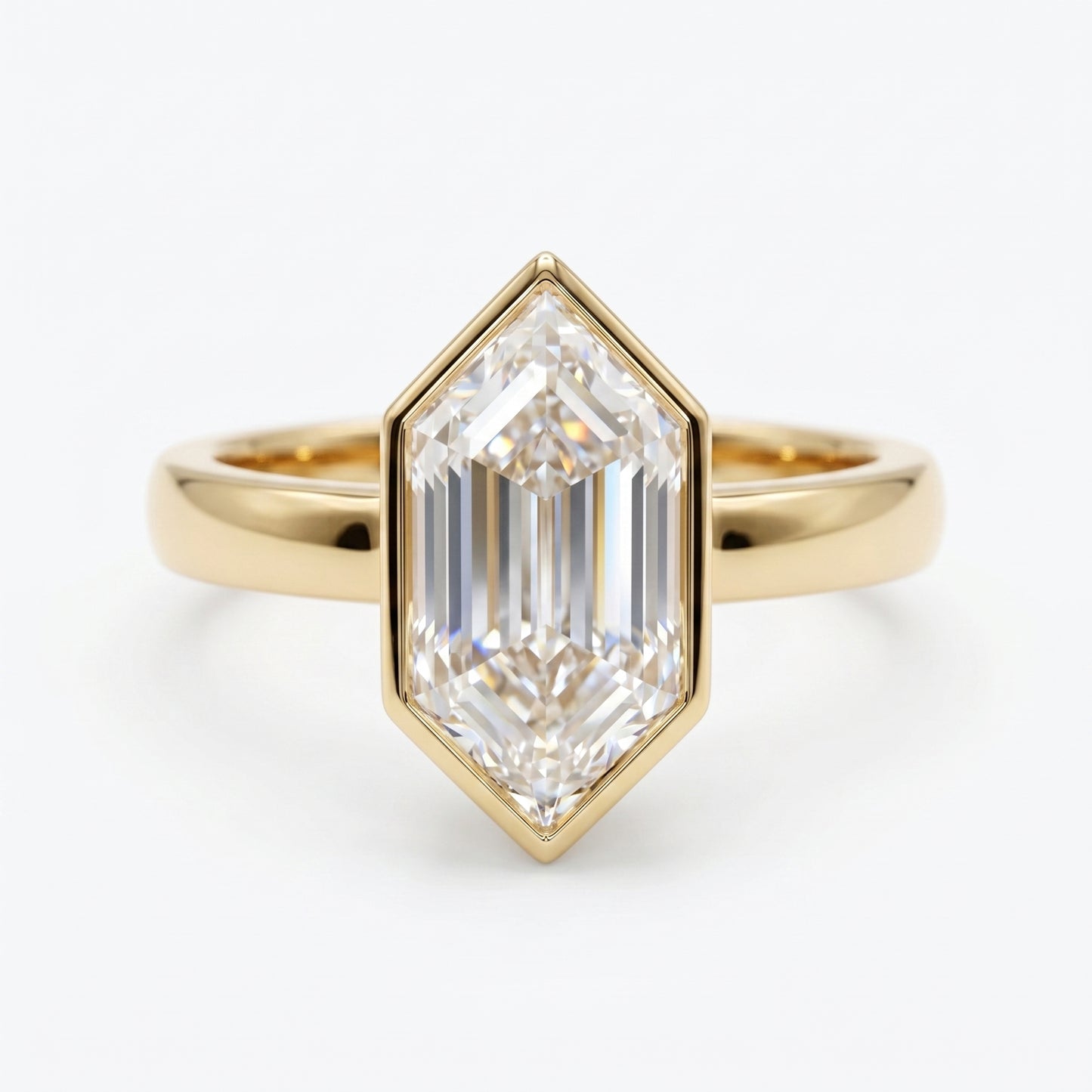 2.00ct Hexagon cut Solitaire Moissanite engagement ring