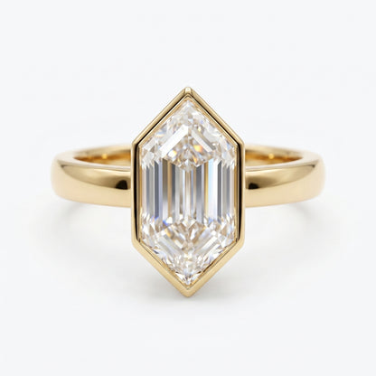 2.00ct Hexagon cut Solitaire Moissanite engagement ring