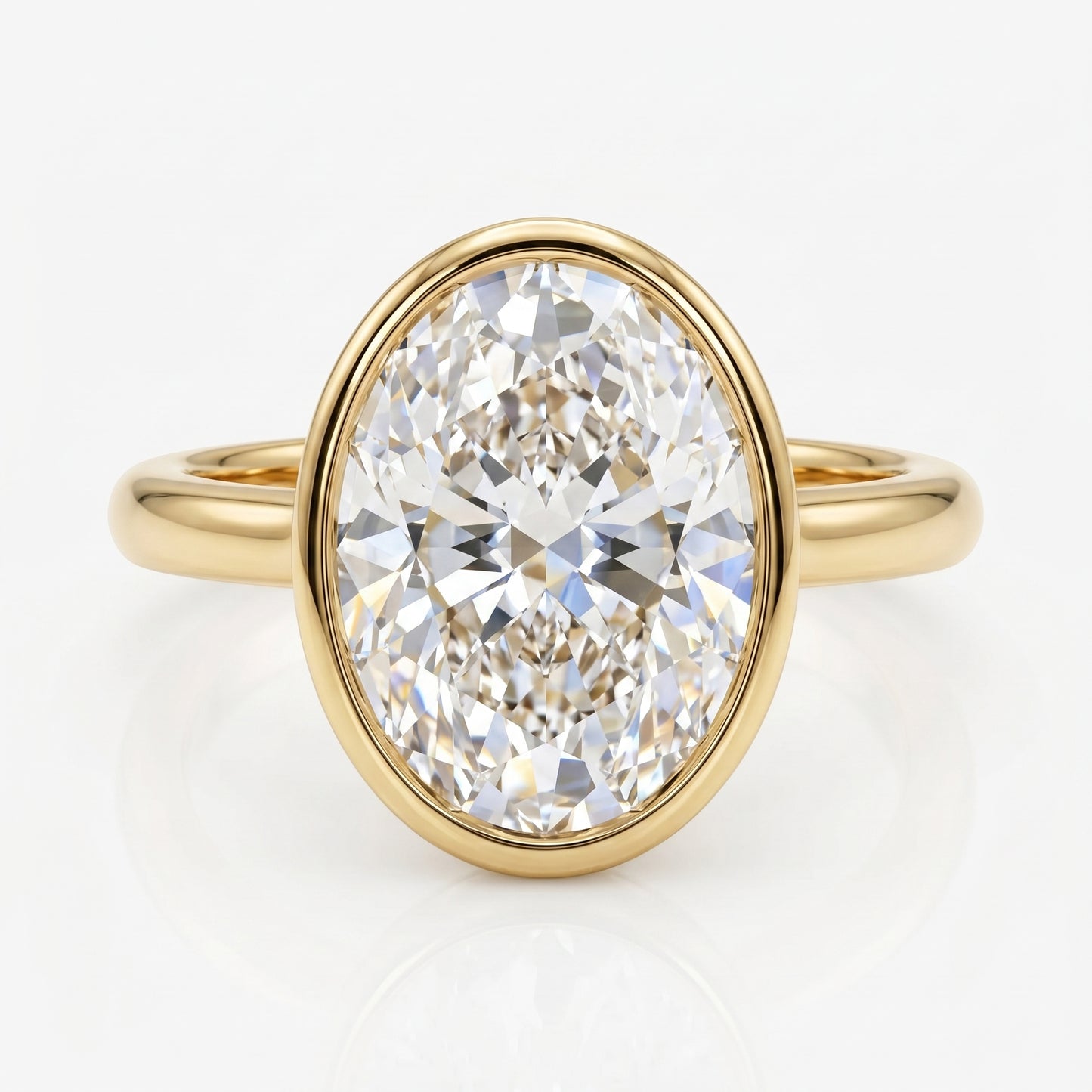 2.00 ct Oval diamond Bezel set Moissanite diamond ring