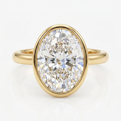 2.00 ct Oval diamond Bezel set Moissanite diamond ring
