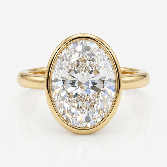 2.00 ct Oval diamond Bezel set Moissanite diamond ring