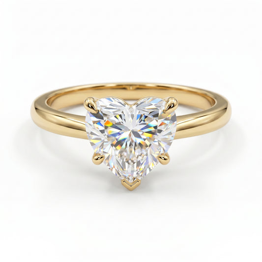 2.00 Ct Heart Cut Moissanite Solitaire Ring