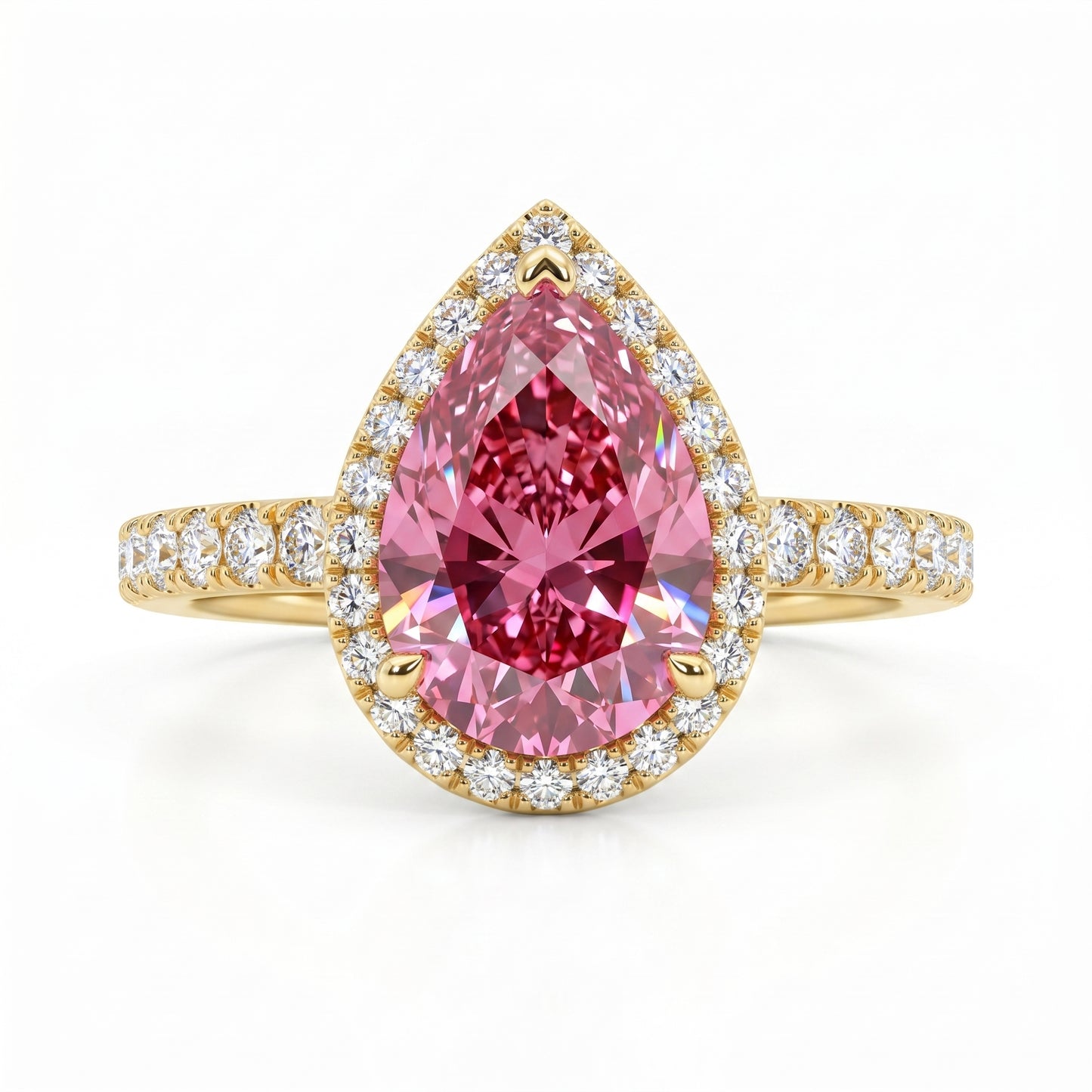 2.00ct Pink Pear shaped engagement ring