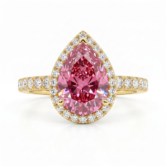 2.00ct Pink Pear shaped engagement ring