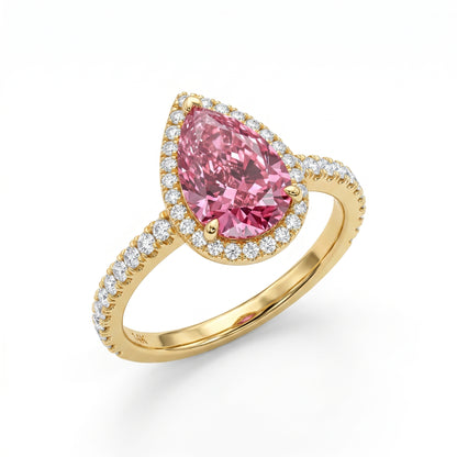 2.00ct Pink Pear shaped engagement ring