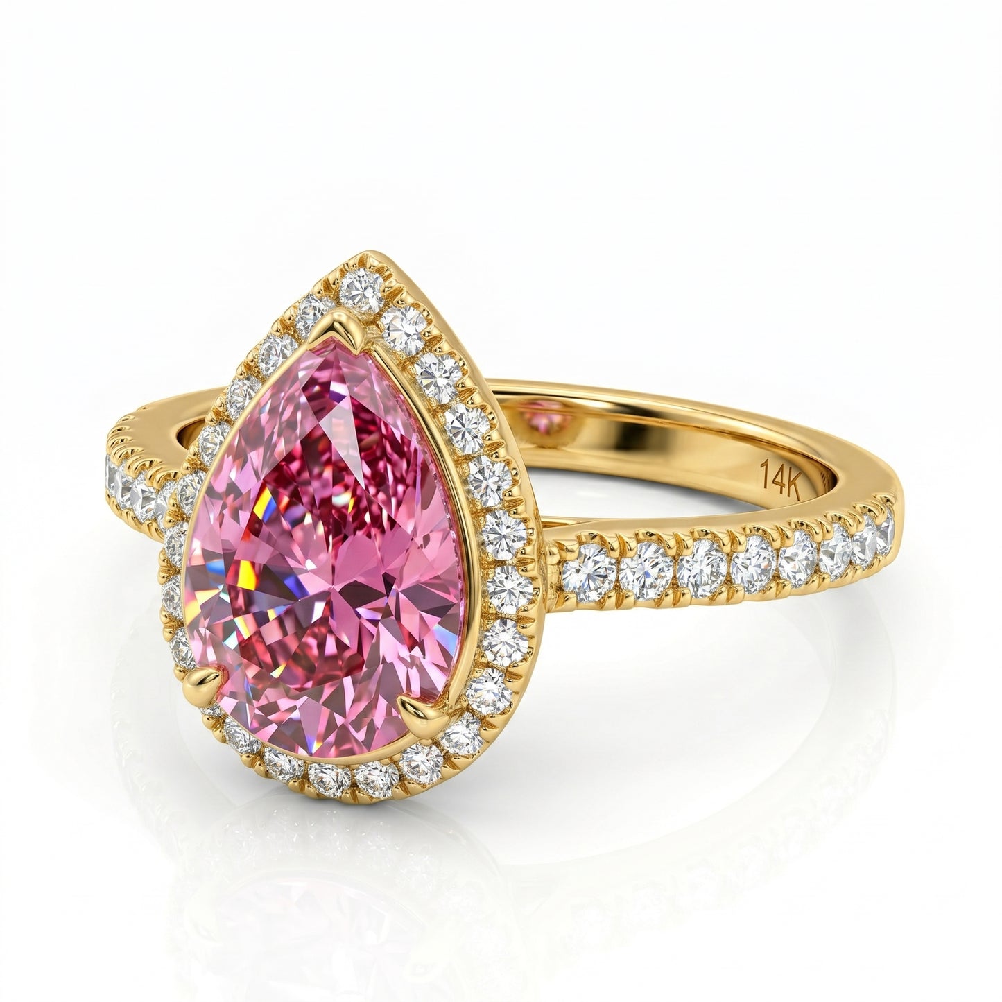 2.00ct Pink Pear shaped engagement ring