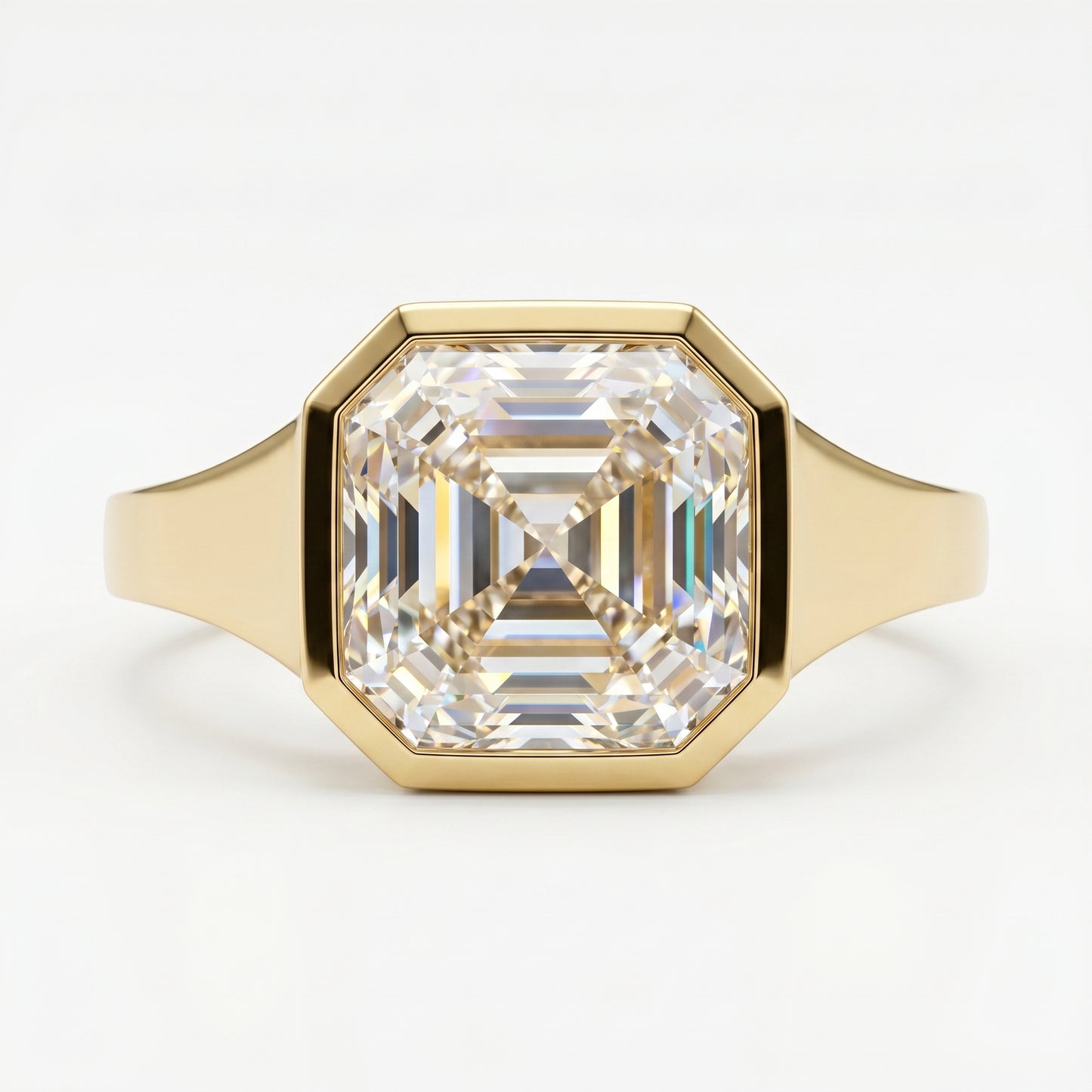 4CT Asscher Cut Moissanite Engagement Ring