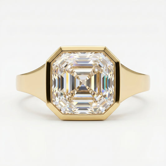 4CT Asscher Cut Moissanite Engagement Ring