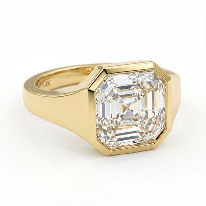 4CT Asscher Cut Moissanite Engagement Ring