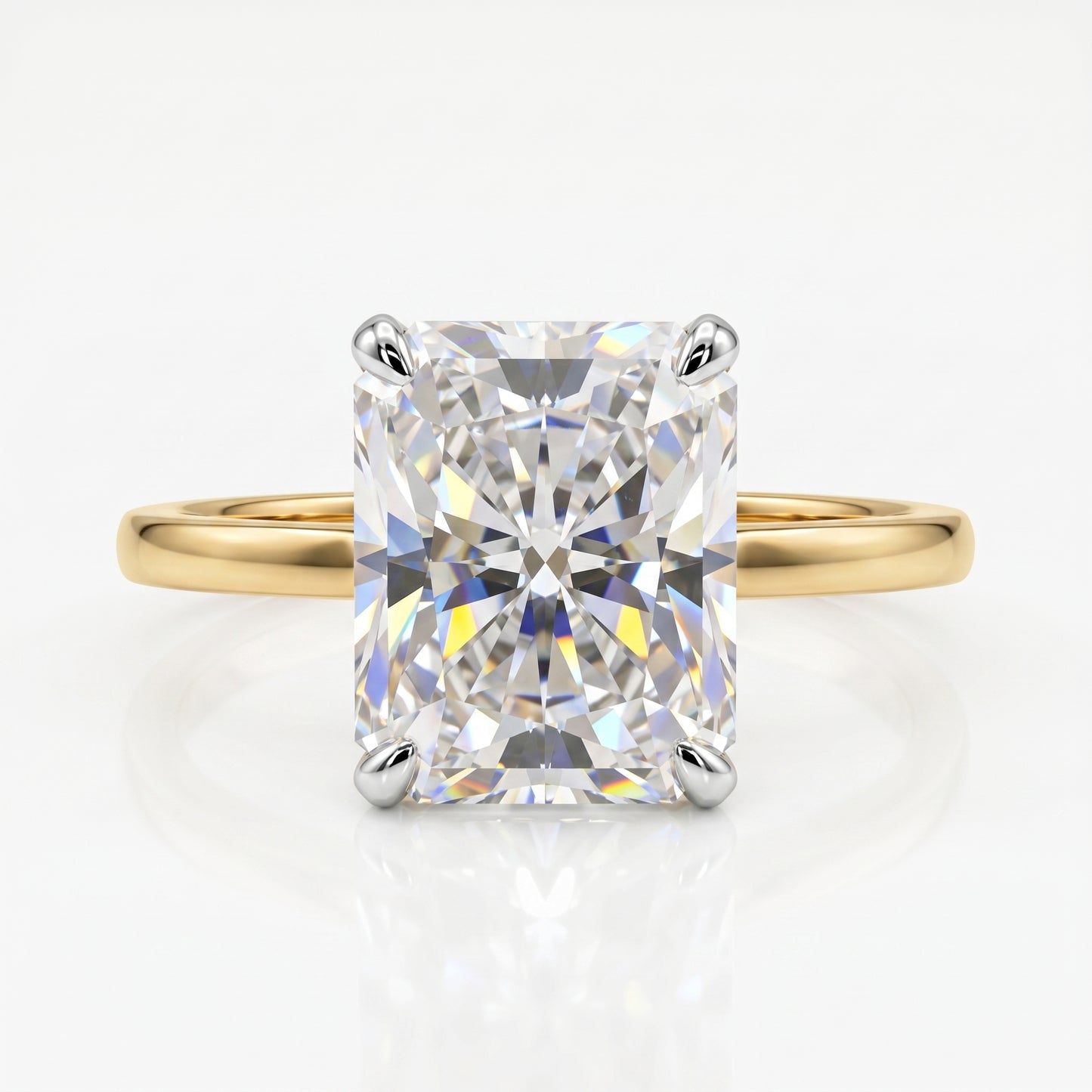 3 CT Radiant 14K Yellow Gold Engagement Ring