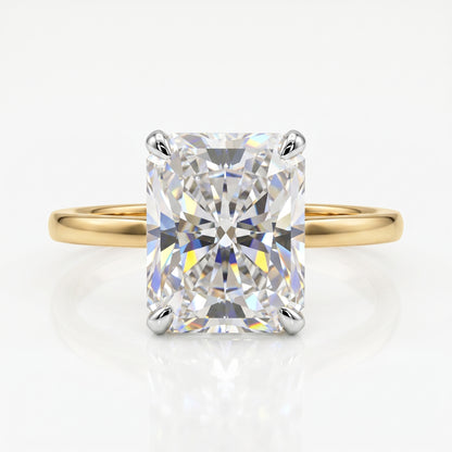 3 CT Radiant 14K Yellow Gold Engagement Ring