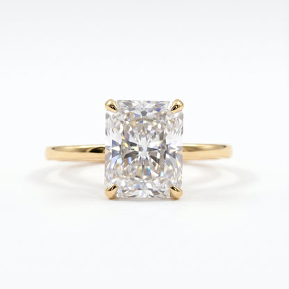 3 CT Radiant 14K Yellow Gold Engagement Ring