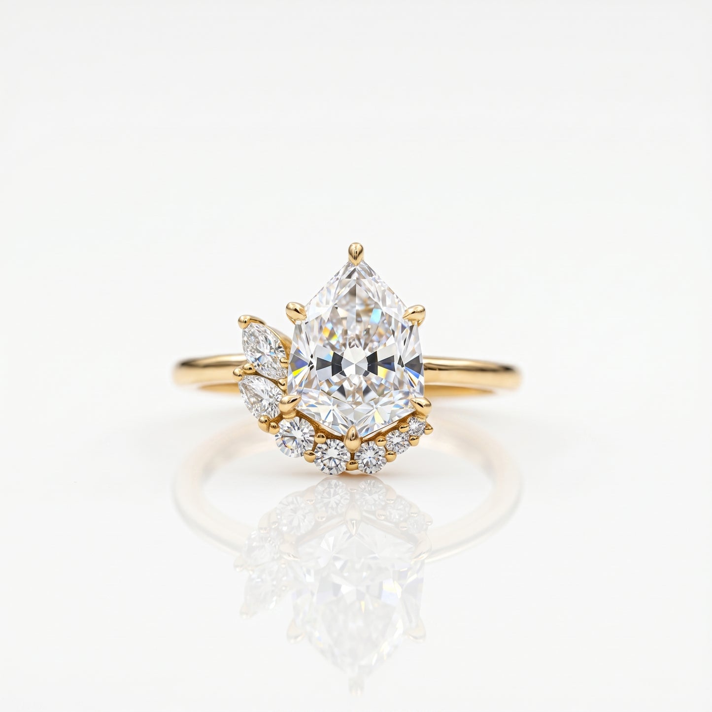 1.80 Ct Pear Cut Lab Grown Diamond Halo Engagement Ring