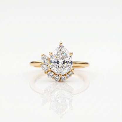 1.80 Ct Pear Cut Lab Grown Diamond Halo Engagement Ring