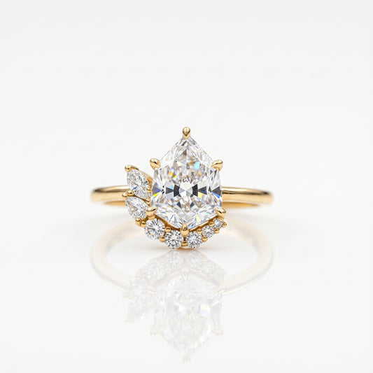 1.80 Ct Pear Cut Lab Grown Diamond Halo Engagement Ring