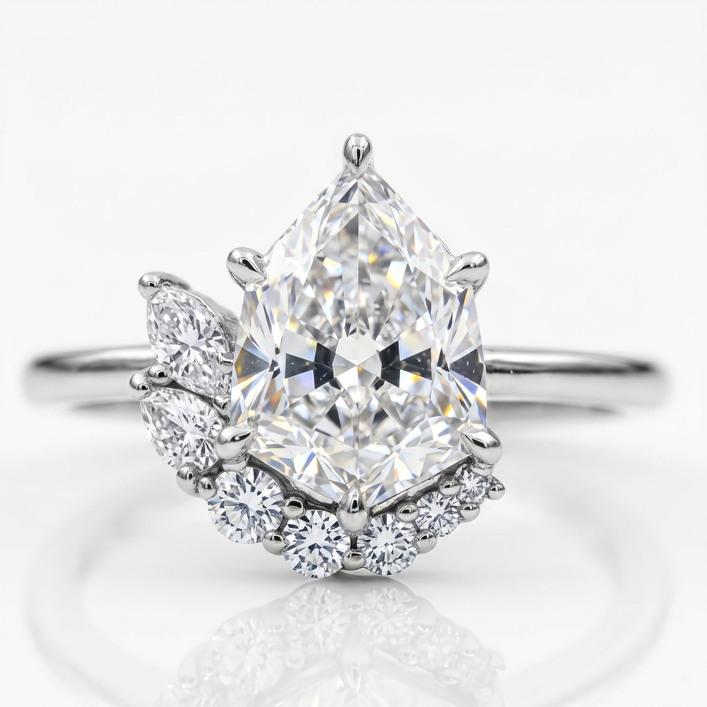 1.80 Ct Pear Cut Lab Grown Diamond Halo Engagement Ring