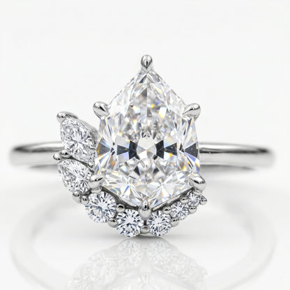 1.80 Ct Pear Cut Lab Grown Diamond Halo Engagement Ring