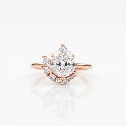 1.80 Ct Pear Cut Lab Grown Diamond Halo Engagement Ring
