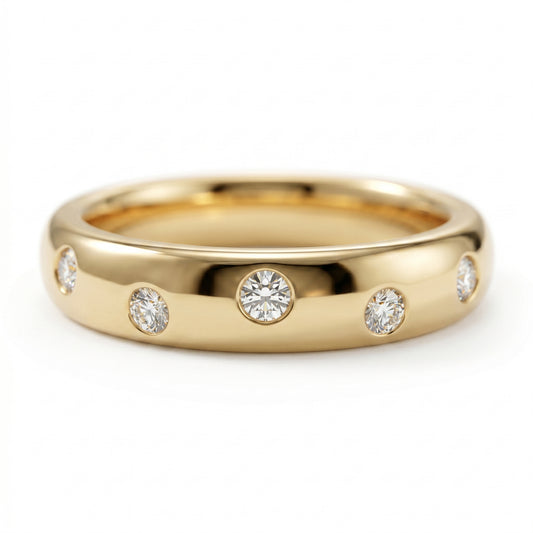 0.380 ct Flush Set Diamond Ring - Lab Grown Wedding Band Gold