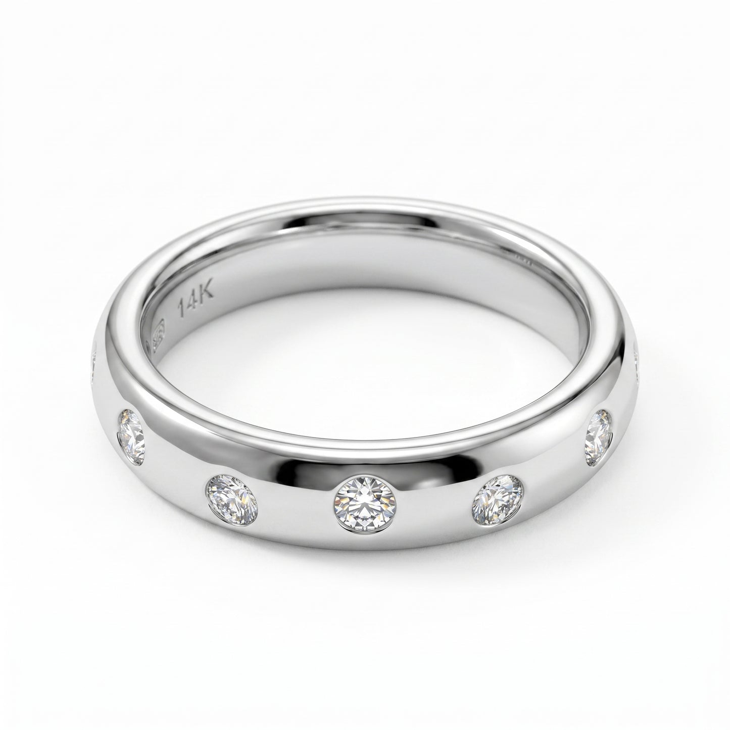 0.380ct Lab Grown Diamond Wedding Band, Flush Set Diamond Ring