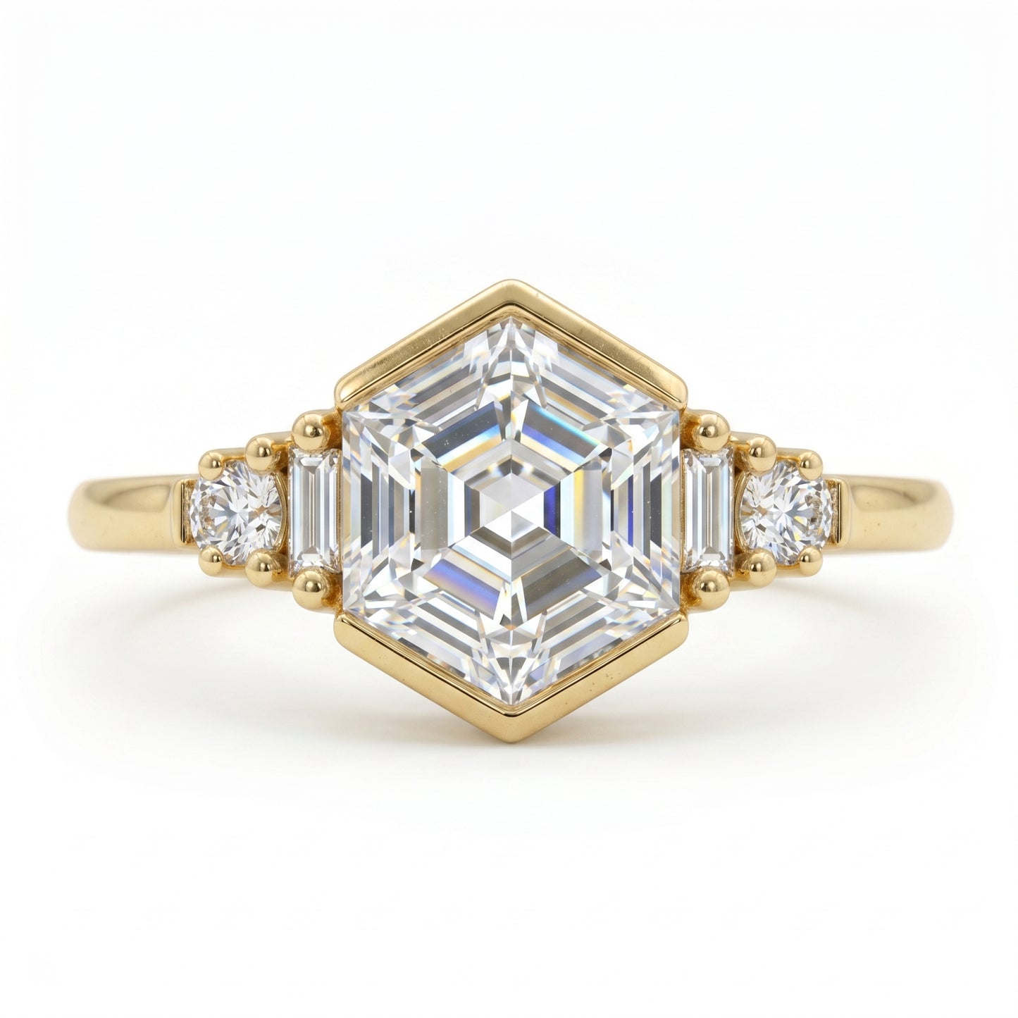 1.400CT Hexagon Lab Grown Diamond Engagement Ring