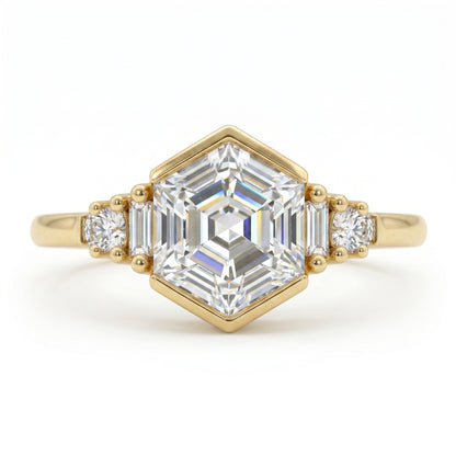 1.400CT Hexagon Lab Grown Diamond Engagement Ring