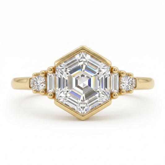 1.400CT Hexagon Lab Grown Diamond Engagement Ring